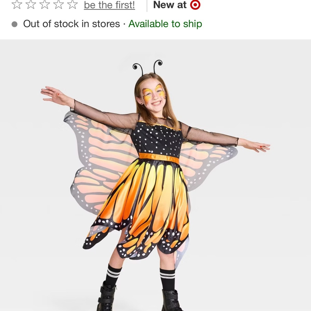 Target Kids Butterfly Costume - Orange, Black, and White